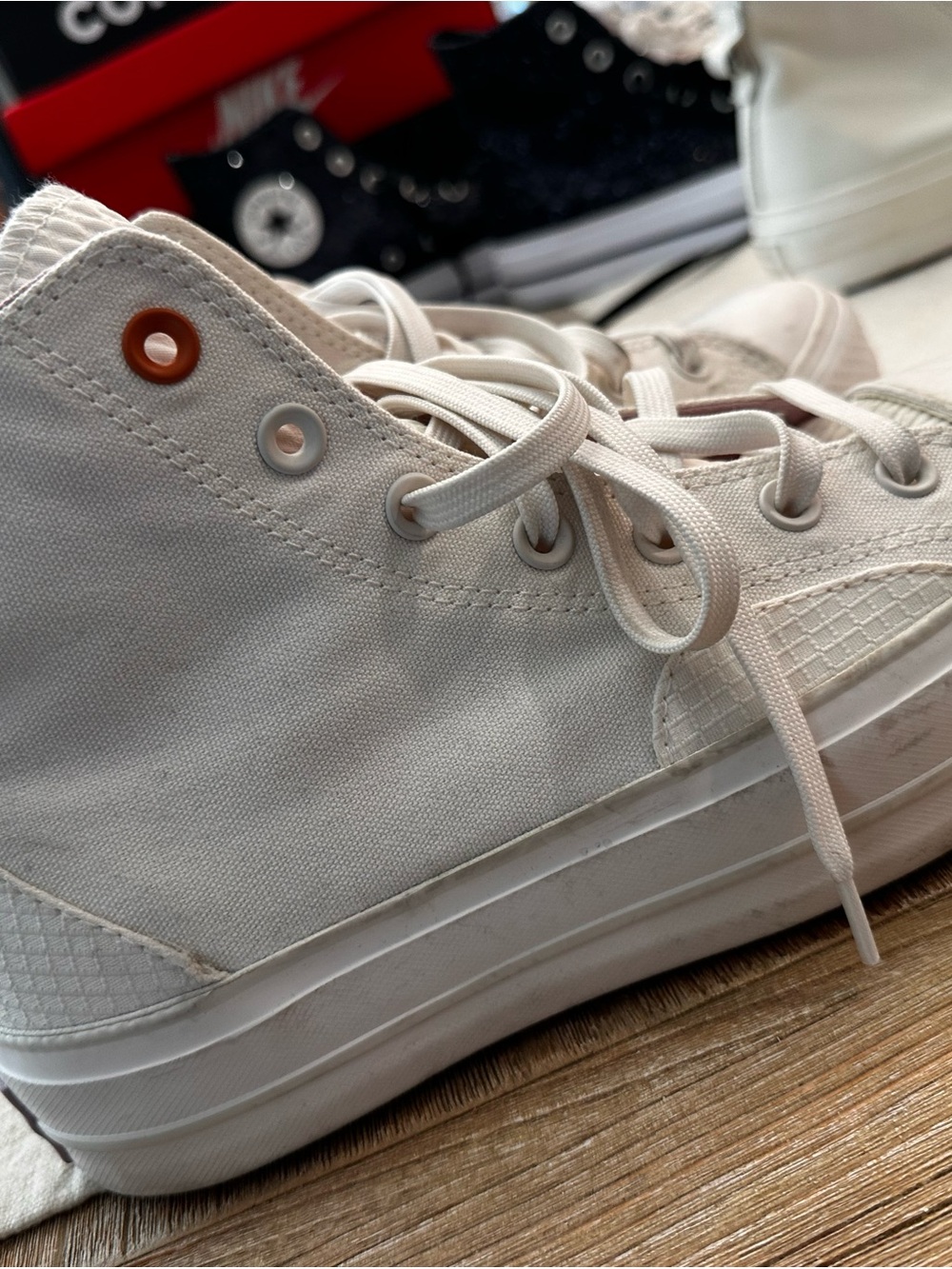 Converse Cream High-Top Platform Sneakers